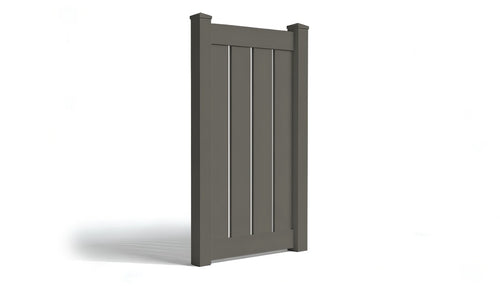 6' Tall x 3' Wide Single Swing Vinyl Gate For Vinyl Fences (AFC-030) - Dark Gray
