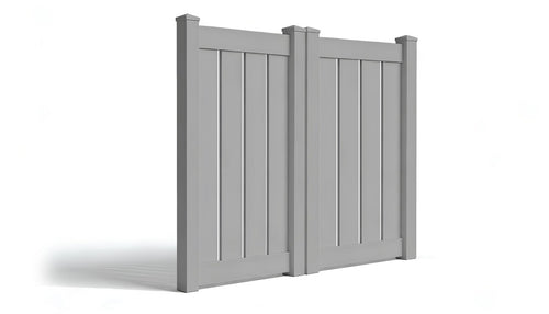 6' Tall x 6' Wide Double Drive Swing Vinyl Gate For Vinyl Fences (AFC-030) - Light Gray