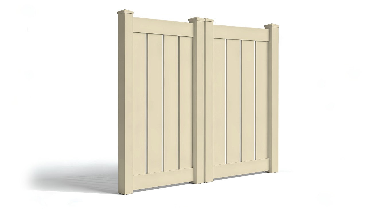 6' Tall x 6' Wide Double Drive Swing Vinyl Gate For Vinyl Fences (AFC-030)