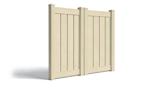 6' Tall x 6' Wide Double Drive Swing Vinyl Gate For Vinyl Fences (AFC-030) - Tan
