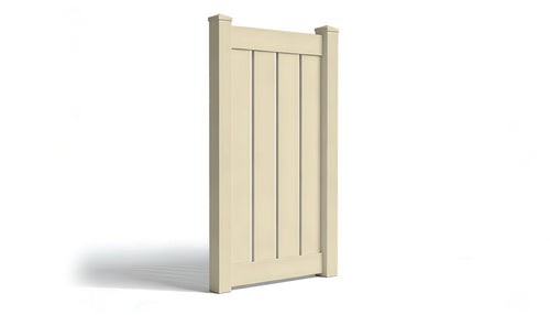 6' Tall x 3' Wide Single Swing Vinyl Gate For Vinyl Fences (AFC-030) - Tan