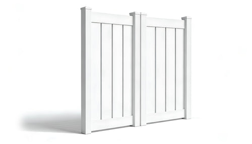 6' Tall x 6' Wide Double Drive Swing Vinyl Gate For Vinyl Fences (AFC-030) - White