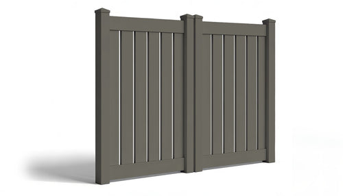 6' Tall x 8' Wide Double Drive Swing Vinyl Gate For Vinyl Fences (AFC-030) - Dark Gray