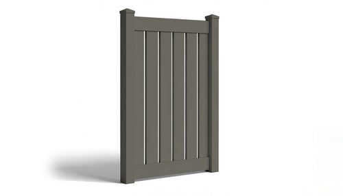 6' Tall x 4' Wide Single Swing Vinyl Gate For Vinyl Fences (AFC-030) - Dark Gray