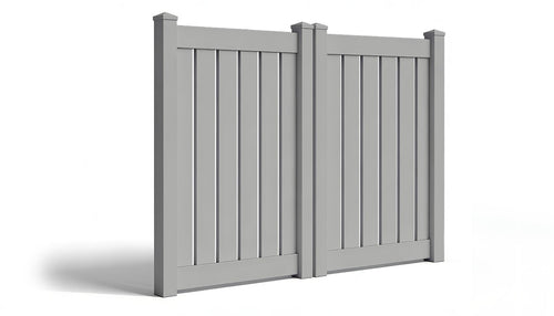 6' Tall x 8' Wide Double Drive Swing Vinyl Gate For Vinyl Fences (AFC-030) - Light Gray