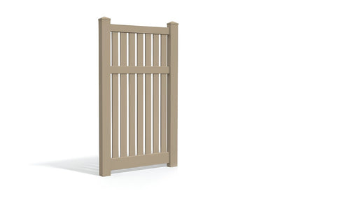 6' Tall x 3' Wide Single Swing Vinyl Gate For Vinyl Fences (AFC-034) - Adobe