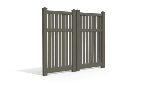 6' Tall x 6' Wide Double Drive Swing Vinyl Gate For Vinyl Fences (AFC-034) - Dark Gray