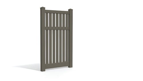 6' Tall x 3' Wide Single Swing Vinyl Gate For Vinyl Fences (AFC-034) - Dark Gray