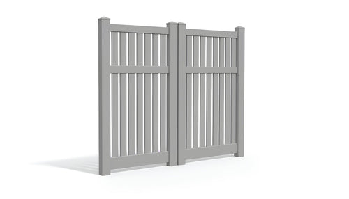 6' Tall x 6' Wide Double Drive Swing Vinyl Gate For Vinyl Fences (AFC-034) - Light Gray