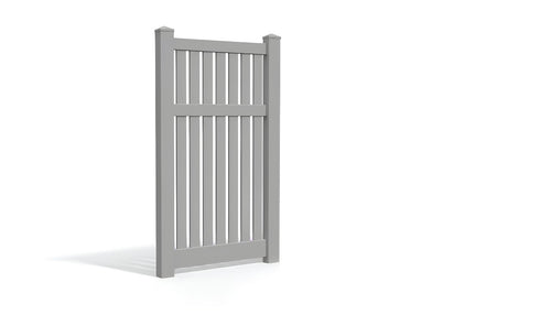 6' Tall x 3' Wide Single Swing Vinyl Gate For Vinyl Fences (AFC-034) - Light Gray