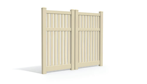 6' Tall x 6' Wide Double Drive Swing Vinyl Gate For Vinyl Fences (AFC-034) - Tan