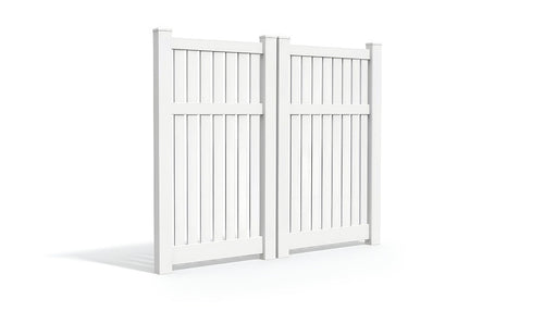 6' Tall x 6' Wide Double Drive Swing Vinyl Gate For Vinyl Fences (AFC-034) - White