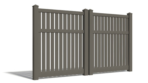 6' Tall x 8' Wide Double Drive Swing Vinyl Gate For Vinyl Fences (AFC-034) - Dark Gray