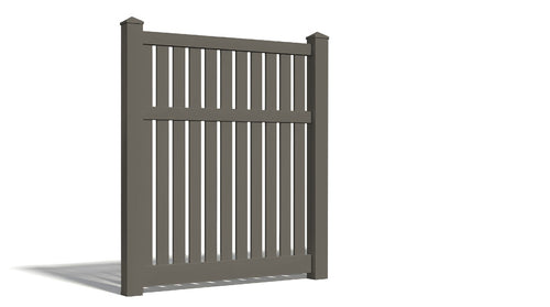 6' Tall x 4' Wide Single Swing Vinyl Gate For Vinyl Fences (AFC-034) - Dark Gray