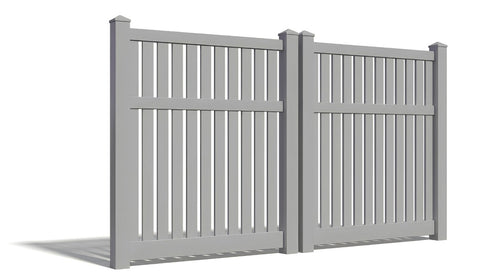 6' Tall x 8' Wide Double Drive Swing Vinyl Gate For Vinyl Fences (AFC-034) - Light Gray