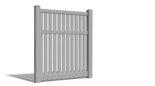 6' Tall x 4' Wide Single Swing Vinyl Gate For Vinyl Fences (AFC-034) - Light Gray
