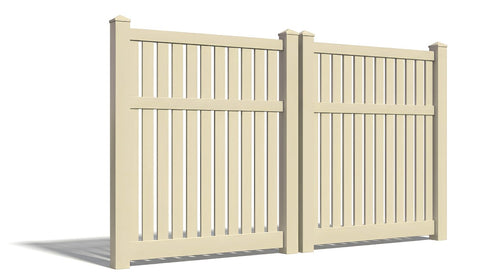 6' Tall x 8' Wide Double Drive Swing Vinyl Gate For Vinyl Fences (AFC-034) - Tan