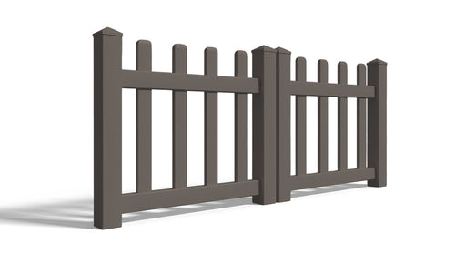 3' Tall x 6' Wide Double Drive Swing Vinyl Gate For Vinyl Fences (AFC-11) - Dark Gray