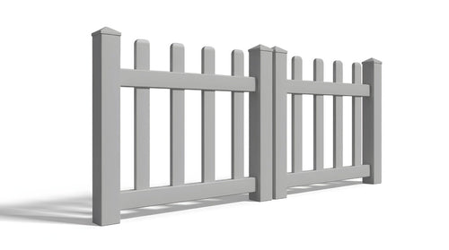 3' Tall x 6' Wide Double Drive Swing Vinyl Gate For Vinyl Fences (AFC-11) - Light Gray