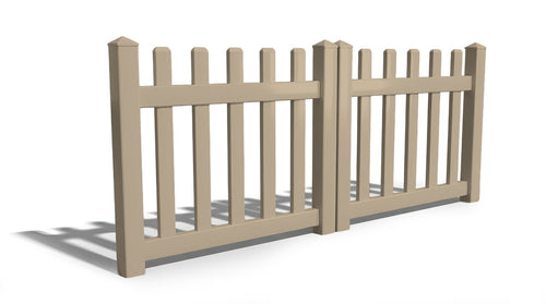 3' Tall x 8' Wide Double Drive Swing Vinyl Gate For Vinyl Fences (AFC-11) - Adobe
