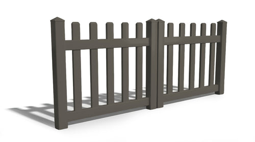 3' Tall x 8' Wide Double Drive Swing Vinyl Gate For Vinyl Fences (AFC-11) - Dark Gray