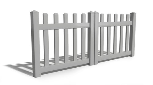 3' Tall x 8' Wide Double Drive Swing Vinyl Gate For Vinyl Fences (AFC-11) - Light Gray