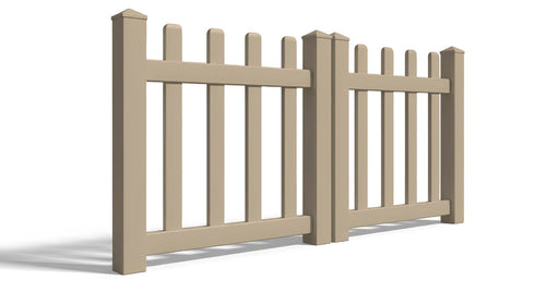 4' Tall x 6' Wide Double Drive Swing Vinyl Gate For Vinyl Fences (AFC-15) - Adobe