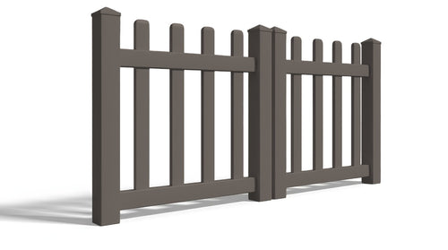 4' Tall x 6' Wide Double Drive Swing Vinyl Gate For Vinyl Fences (AFC-15) - Dark Gray