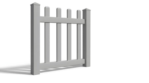 4' Tall x 3' Wide Single Swing Vinyl Gate For Vinyl Fences (AFC-15) - Light Gray