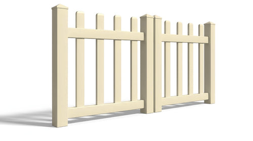 4' Tall x 6' Wide Double Drive Swing Vinyl Gate For Vinyl Fences (AFC-15) - Tan