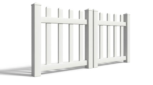 4' Tall x 6' Wide Double Drive Swing Vinyl Gate For Vinyl Fences (AFC-15) - White
