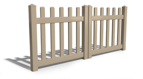 4' Tall x 8' Wide Double Drive Swing Vinyl Gate For Vinyl Fences (AFC-15) - Adobe