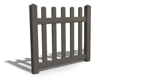 4' Tall x 4' Wide Single Swing Vinyl Gate For Vinyl Fences (AFC-15) - Dark Gray