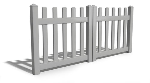 4' Tall x 8' Wide Double Drive Swing Vinyl Gate For Vinyl Fences (AFC-15) - Light Gray