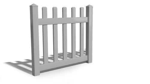 4' Tall x 4' Wide Single Swing Vinyl Gate For Vinyl Fences (AFC-15) - Light Gray