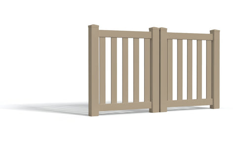 3' Tall x 6' Wide Double Drive Swing Vinyl Gate For Vinyl Fences (AFC-16) - Adobe