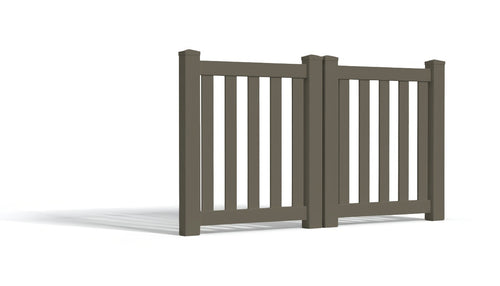 4' Tall x 6' Wide Double Drive Swing Vinyl Gate For Vinyl Fences (AFC-17) - Dark Gray