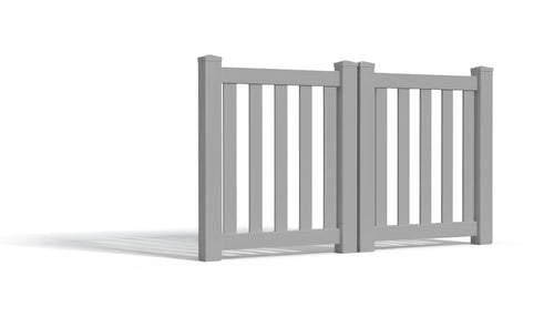 4' Tall x 6' Wide Double Drive Swing Vinyl Gate For Vinyl Fences (AFC-17) - Light Gray