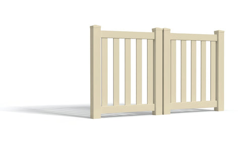 4' Tall x 6' Wide Double Drive Swing Vinyl Gate For Vinyl Fences (AFC-17) - Tan
