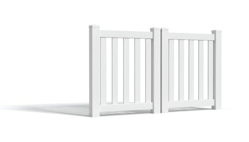 3' Tall x 6' Wide Double Drive Swing Vinyl Gate For Vinyl Fences (AFC-16) - White