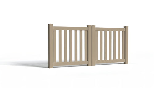 3' Tall x 8' Wide Double Drive Swing Vinyl Gate For Vinyl Fences (AFC-16) - Adobe