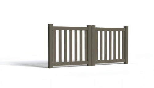 3' Tall x 8' Wide Double Drive Swing Vinyl Gate For Vinyl Fences (AFC-16) - Dark Gray