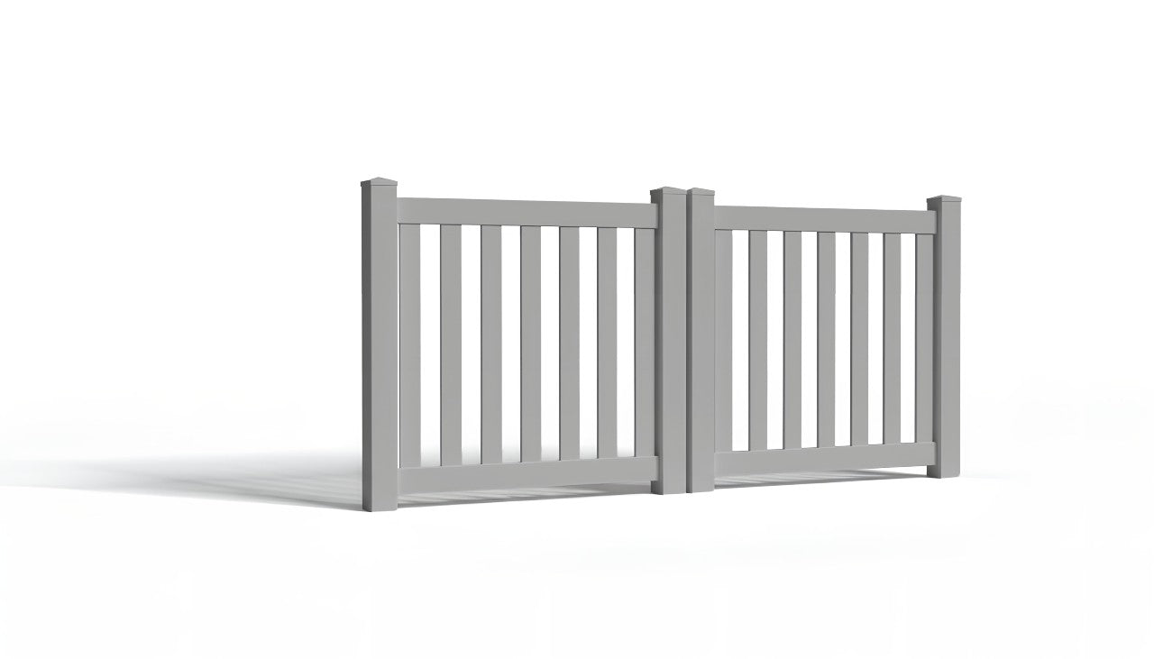 3' Tall x 8' Wide Double Drive Swing Vinyl Gate For Vinyl Fences (AFC-16)
