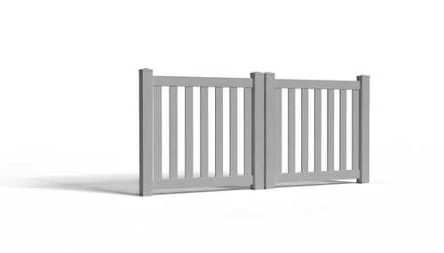 4' Tall x 8' Wide Double Drive Swing Vinyl Gate For Vinyl Fences (AFC-17) - Light Gray