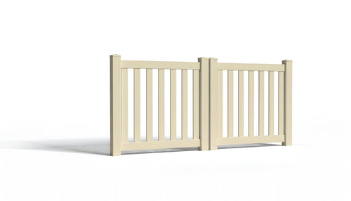 4' Tall x 8' Wide Double Drive Swing Vinyl Gate For Vinyl Fences (AFC-17) - Tan