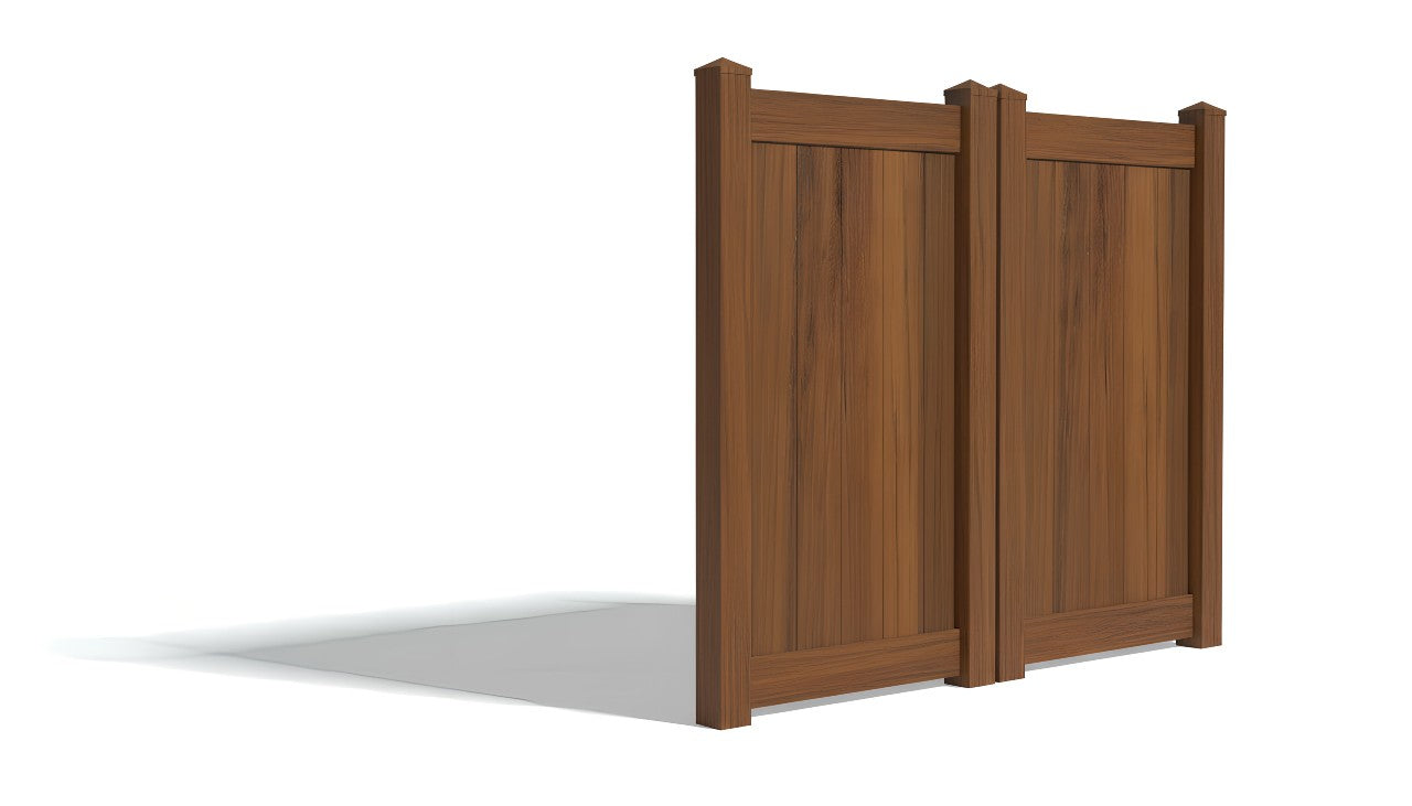 6' Tall x 6' Wide Double Drive Swing Vinyl Gate For Vinyl Fences (AFC-373)
