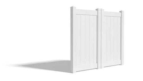 Vinyl Privacy AFC-373 Double Drive Gate (Hardware Included) - White / 6'