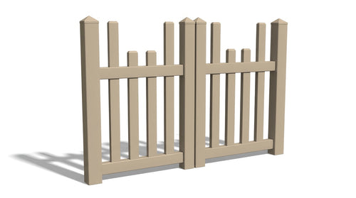 4' Tall x 6' Wide Double Drive Swing Vinyl Gate For Vinyl Fences (AFC-97) - Adobe