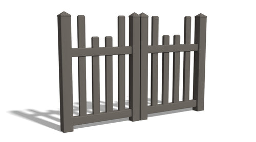 4' Tall x 6' Wide Double Drive Swing Vinyl Gate For Vinyl Fences (AFC-97) - Dark Gray