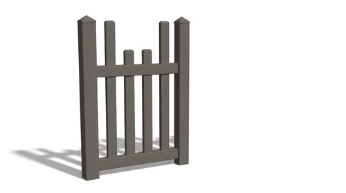 4' Tall x 3' Wide Single Swing Vinyl Gate For Vinyl Fences (AFC-97) - Dark Gray